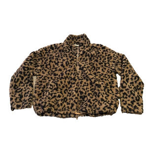 HIppie Rose Womens Teddy Bear Sweater Size Small Leopard Print Pullover Fleece